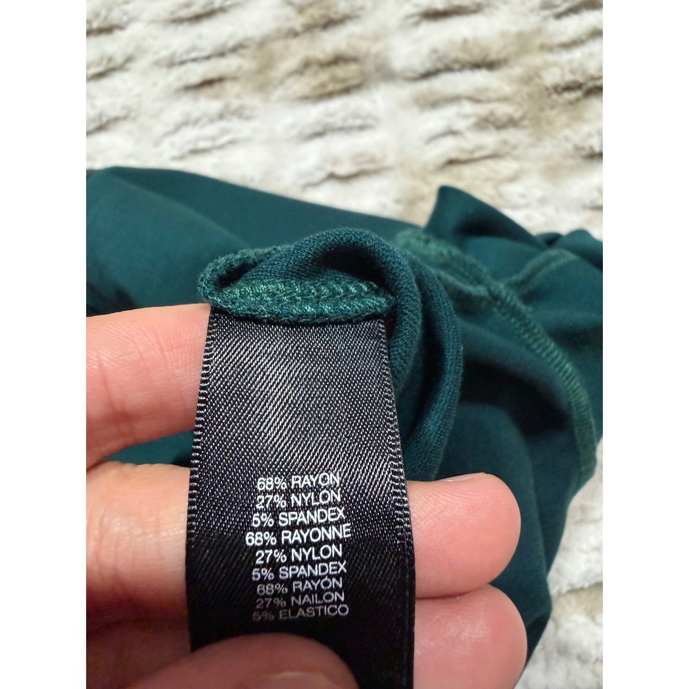 Kenneth Cole New York Forest Green Ruched Sheath Dress Long Sleeve Exposed Zip 8 - Picture 4 of 7